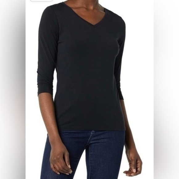 NWT Amazon Essentials Women's Classic-Fit 3/4 Sleeve V-Neck T-Shirt Sz M - Picture 1 of 6